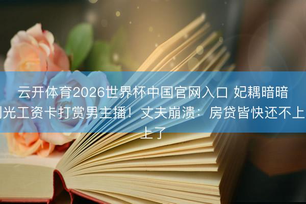 云开体育2026世界杯中国官网入口 妃耦暗暗刷光工资卡打赏男